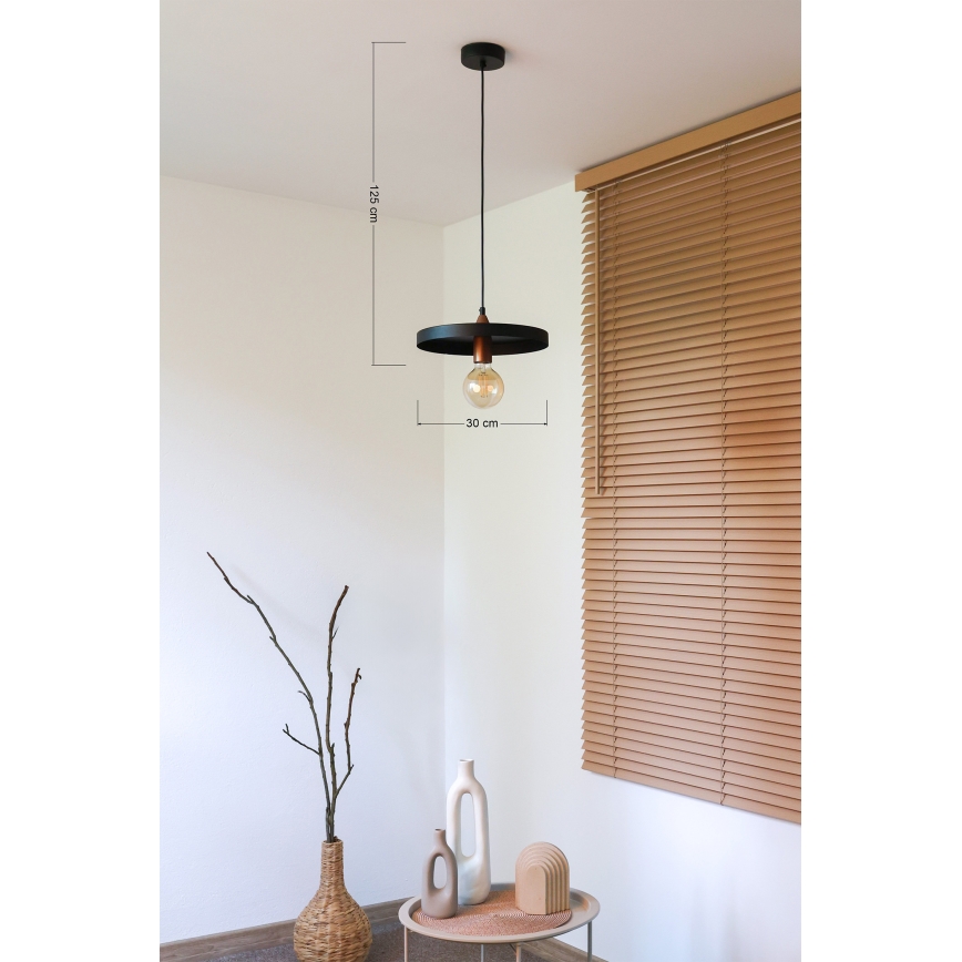 Duolla - Lestenec na kablu IRONLINE 1xE27/15W/230V premer 30 cm črna/medena