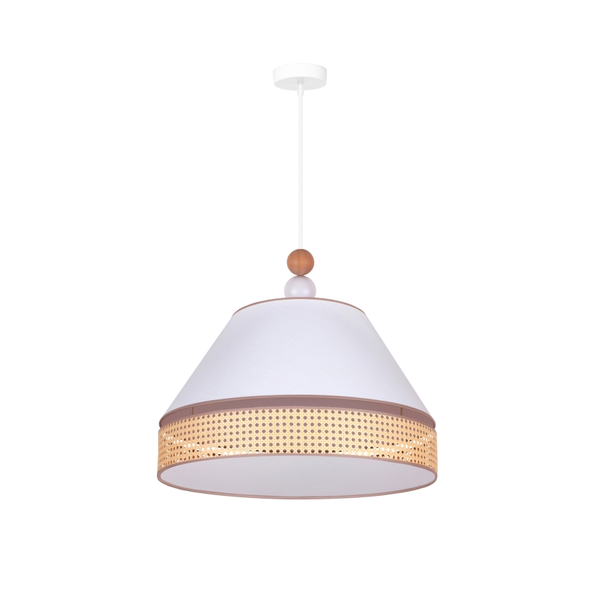 Duolla - Lestenec na vrvici AVIGNON 1xE27/15W/230V premer 50 cm bela/ratan
