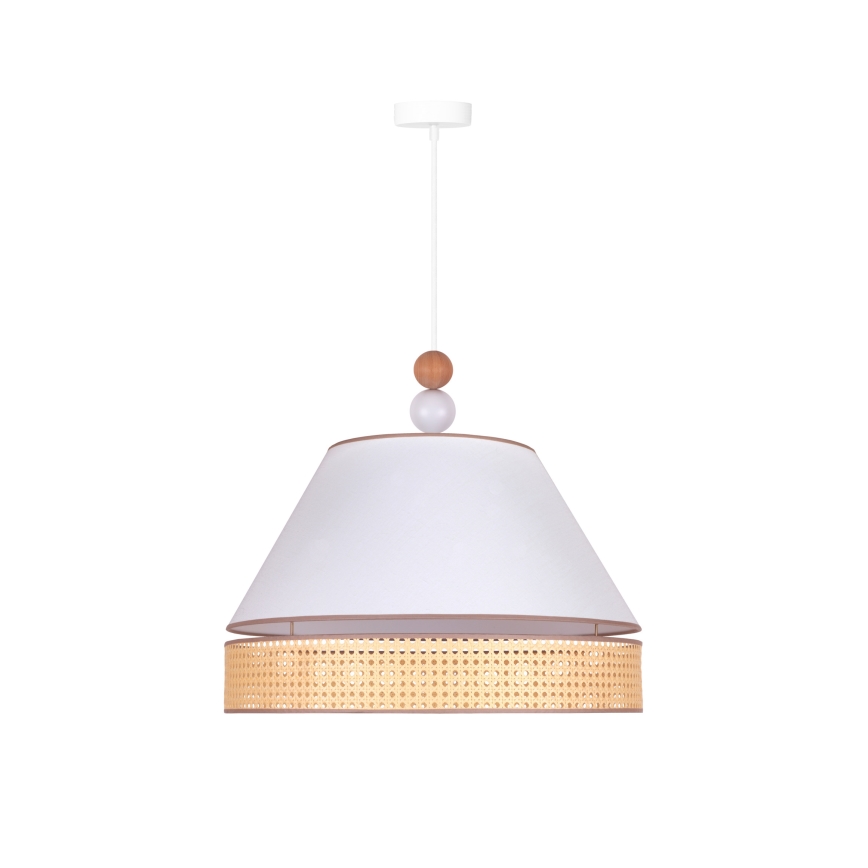 Duolla - Lestenec na vrvici AVIGNON 1xE27/15W/230V premer 50 cm bela/ratan