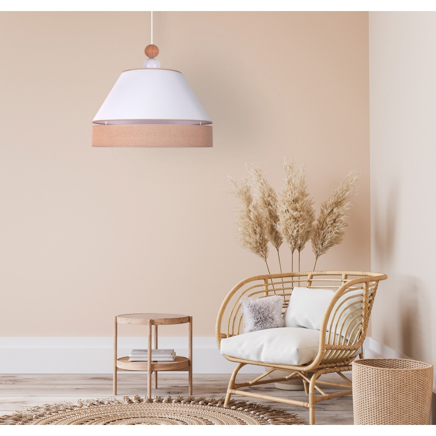 Duolla - Lestenec na vrvici AVIGNON 1xE27/15W/230V premer 50 cm bela/rjava
