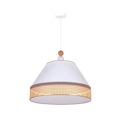 Duolla - Lestenec na vrvici AVIGNON 1xE27/15W/230V premer 60 cm bela/ratan