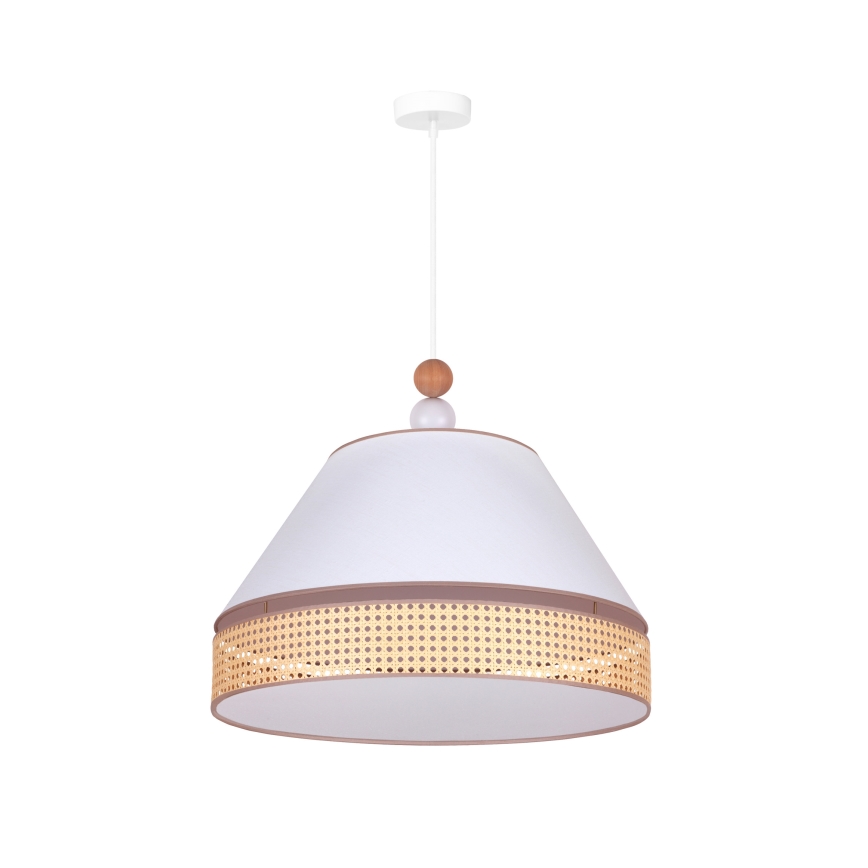 Duolla - Lestenec na vrvici AVIGNON 1xE27/15W/230V premer 60 cm bela/ratan