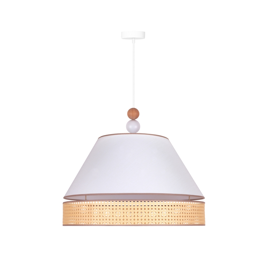 Duolla - Lestenec na vrvici AVIGNON 1xE27/15W/230V premer 60 cm bela/ratan