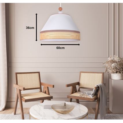 Duolla - Lestenec na vrvici AVIGNON 1xE27/15W/230V premer 60 cm bela/ratan