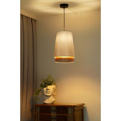 Duolla - Lestenec na vrvici BELL SHINY 1xE27/15W/230V pr. 25 cm bela/baker