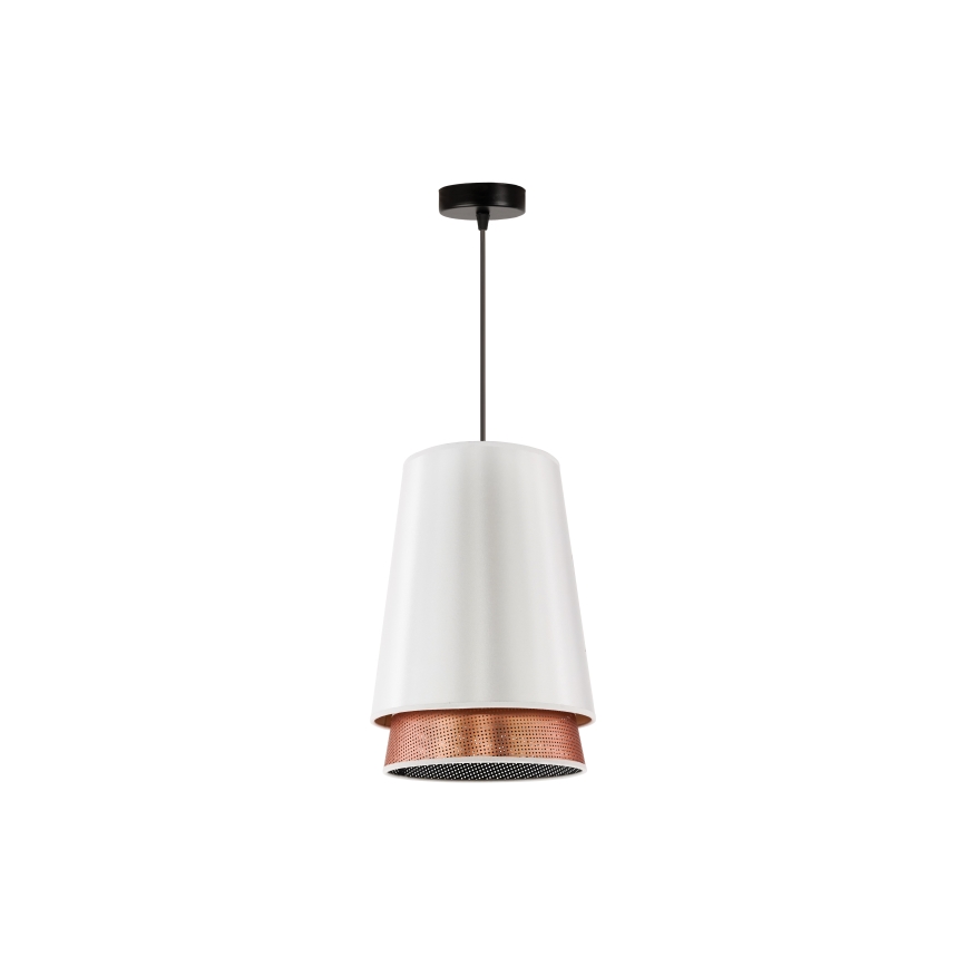 Duolla - Lestenec na vrvici BELL SHINY 1xE27/15W/230V pr. 25 cm bela/baker