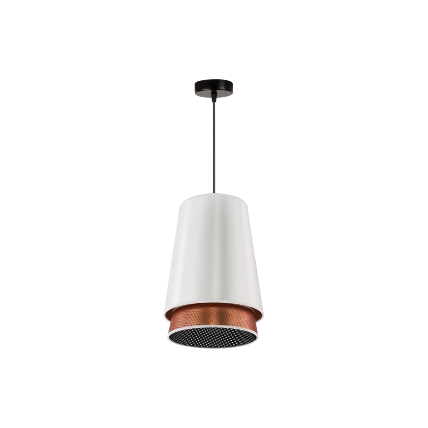 Duolla - Lestenec na vrvici BELL SHINY 1xE27/15W/230V pr. 25 cm bela/baker