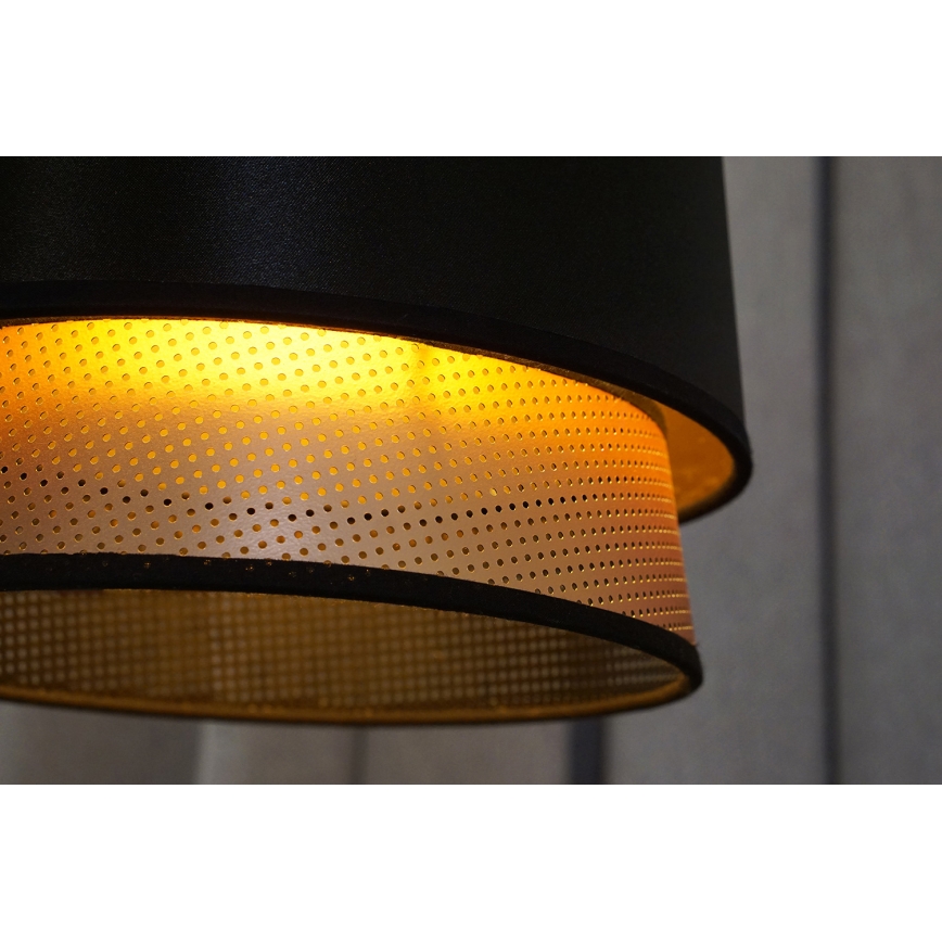 Duolla - Lestenec na vrvici BELL SHINY 1xE27/15W/230V pr. 25 cm črna/baker