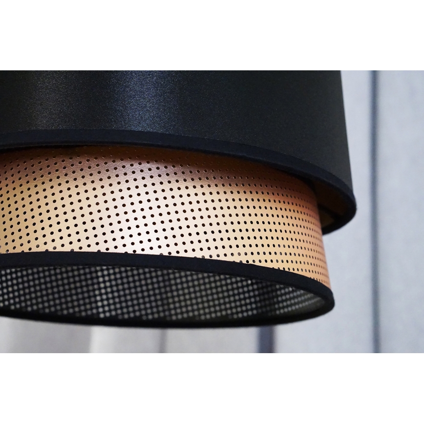 Duolla - Lestenec na vrvici BELL SHINY 1xE27/15W/230V pr. 25 cm črna/baker