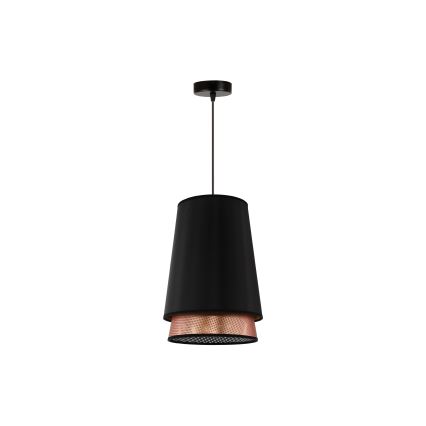 Duolla - Lestenec na vrvici BELL SHINY 1xE27/15W/230V pr. 25 cm črna/baker