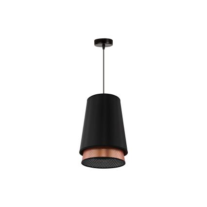 Duolla - Lestenec na vrvici BELL SHINY 1xE27/15W/230V pr. 25 cm črna/baker