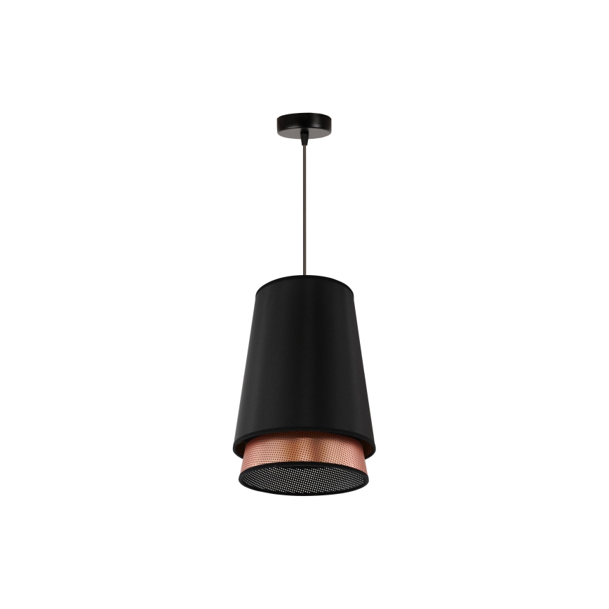 Duolla - Lestenec na vrvici BELL SHINY 1xE27/15W/230V pr. 25 cm črna/baker