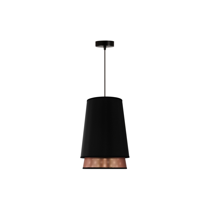 Duolla - Lestenec na vrvici BELL SHINY 1xE27/15W/230V pr. 25 cm črna/baker
