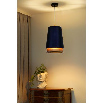 Duolla - Lestenec na vrvici BELL SHINY 1xE27/15W/230V pr. 25 cm modra/baker