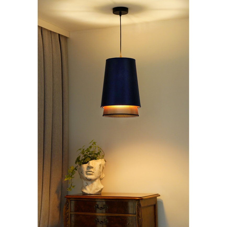 Duolla - Lestenec na vrvici BELL SHINY 1xE27/15W/230V pr. 25 cm modra/baker