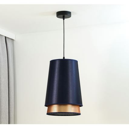 Duolla - Lestenec na vrvici BELL SHINY 1xE27/15W/230V pr. 25 cm modra/baker