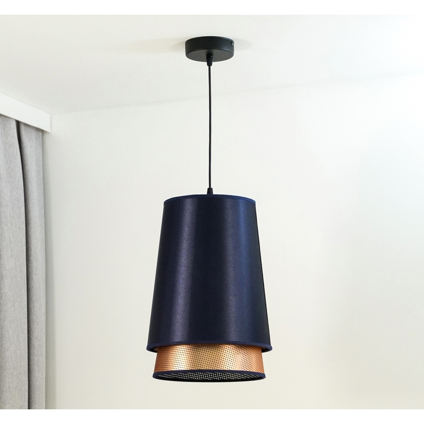 Duolla - Lestenec na vrvici BELL SHINY 1xE27/15W/230V pr. 25 cm modra/baker