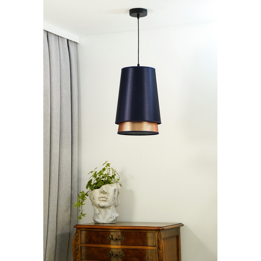 Duolla - Lestenec na vrvici BELL SHINY 1xE27/15W/230V pr. 25 cm modra/baker