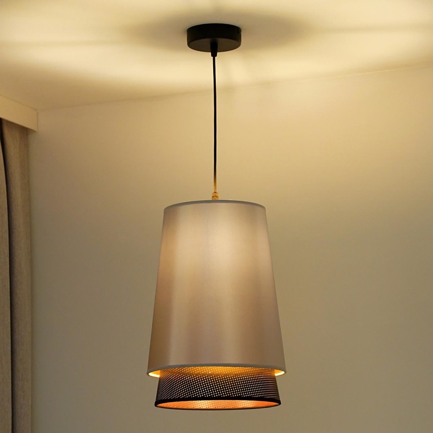 Duolla - Lestenec na vrvici BELL SHINY 1xE27/15W/230V pr. 25 cm srebrna/črna