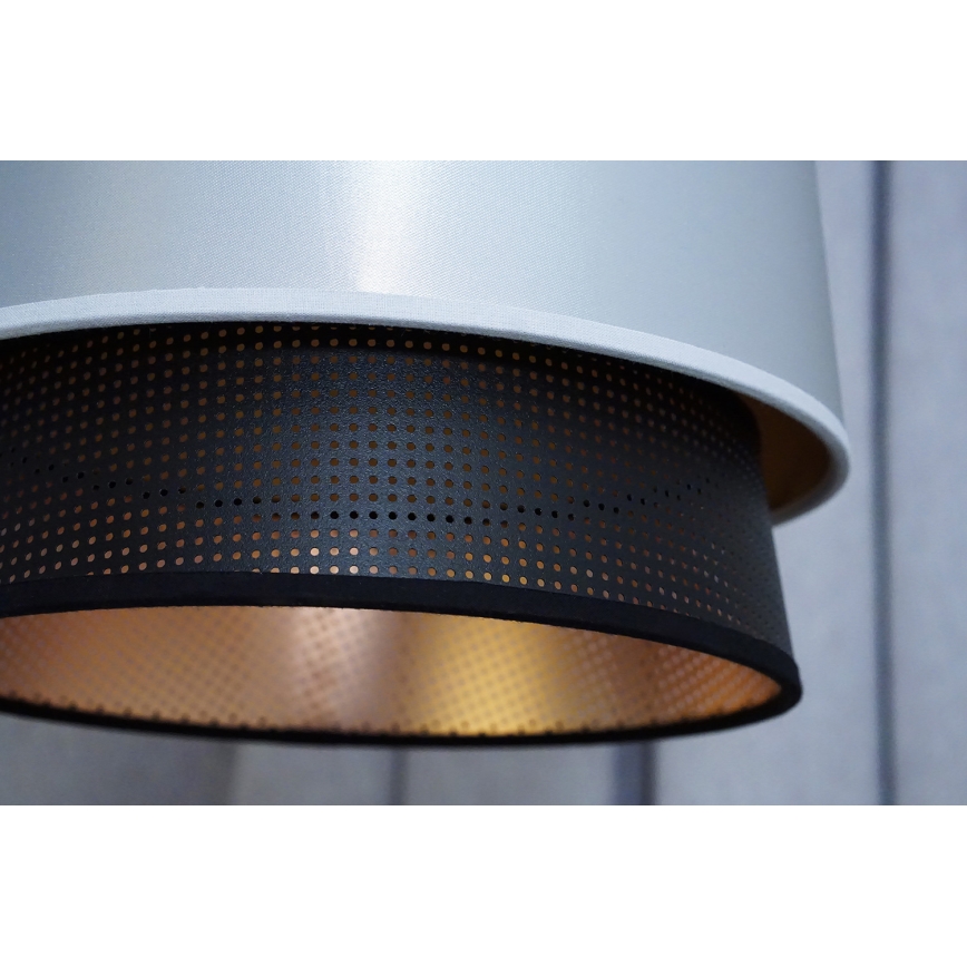 Duolla - Lestenec na vrvici BELL SHINY 1xE27/15W/230V pr. 25 cm srebrna/črna
