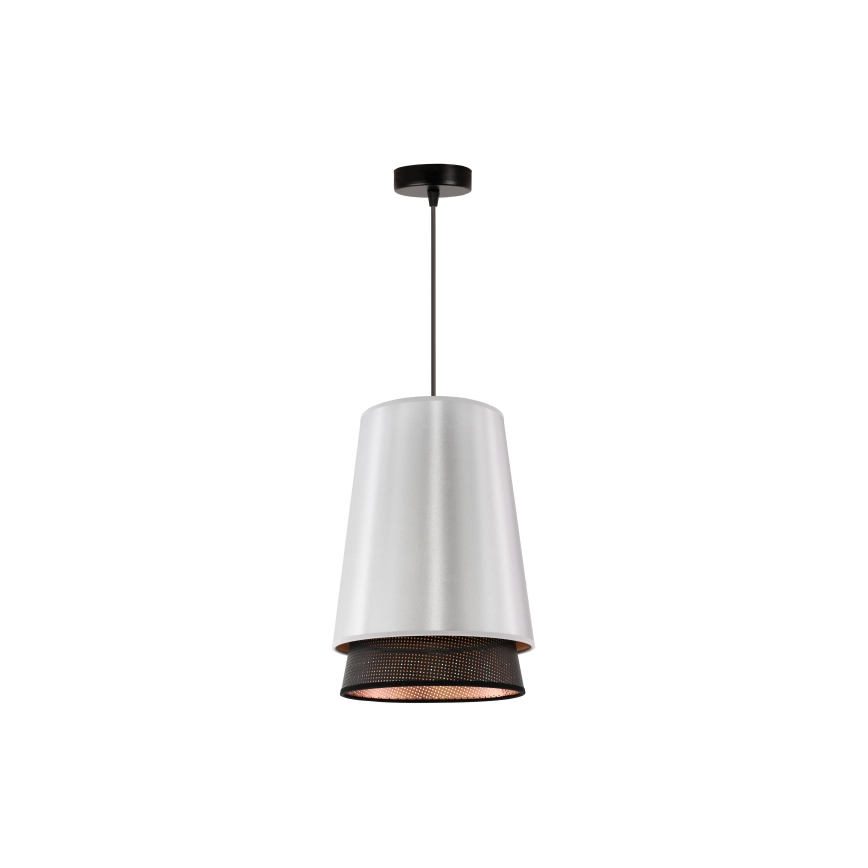 Duolla - Lestenec na vrvici BELL SHINY 1xE27/15W/230V pr. 25 cm srebrna/črna