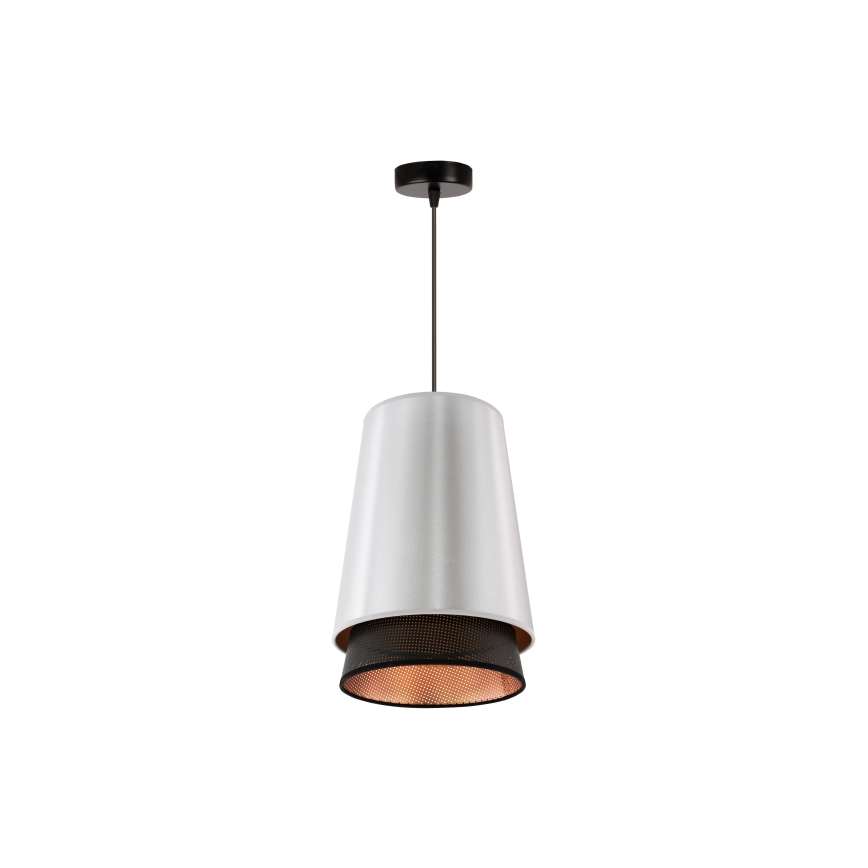 Duolla - Lestenec na vrvici BELL SHINY 1xE27/15W/230V pr. 25 cm srebrna/črna