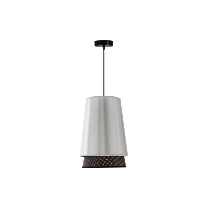 Duolla - Lestenec na vrvici BELL SHINY 1xE27/15W/230V pr. 25 cm srebrna/črna