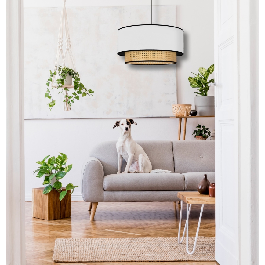Duolla - Lestenec na vrvici BOHO 1xE27/15W/230V pr. 45 cm bela/ratan