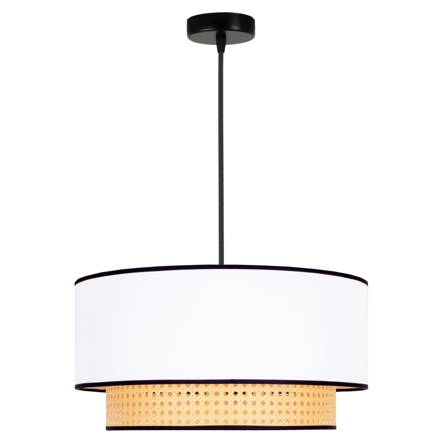 Duolla - Lestenec na vrvici BOHO 1xE27/15W/230V pr. 45 cm bela/ratan