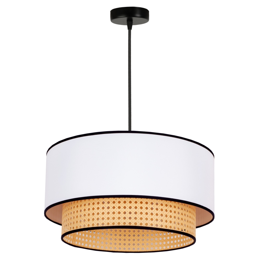 Duolla - Lestenec na vrvici BOHO 1xE27/15W/230V pr. 45 cm bela/ratan