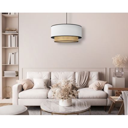 Duolla - Lestenec na vrvici BOHO 1xE27/15W/230V pr. 45 cm bela/ratan