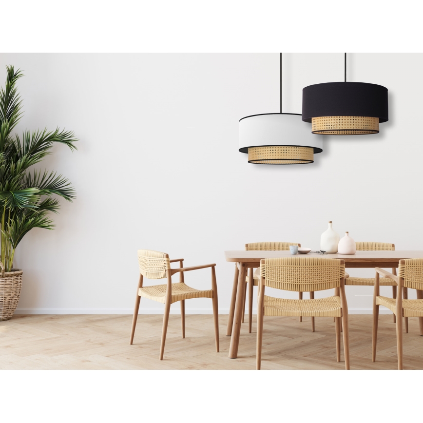 Duolla - Lestenec na vrvici BOHO 1xE27/15W/230V pr. 45 cm bela/ratan
