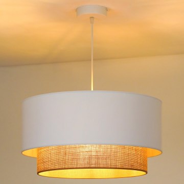 Duolla - Lestenec na vrvici BOHO 1xE27/15W/230V pr. 45 cm bela/rjava