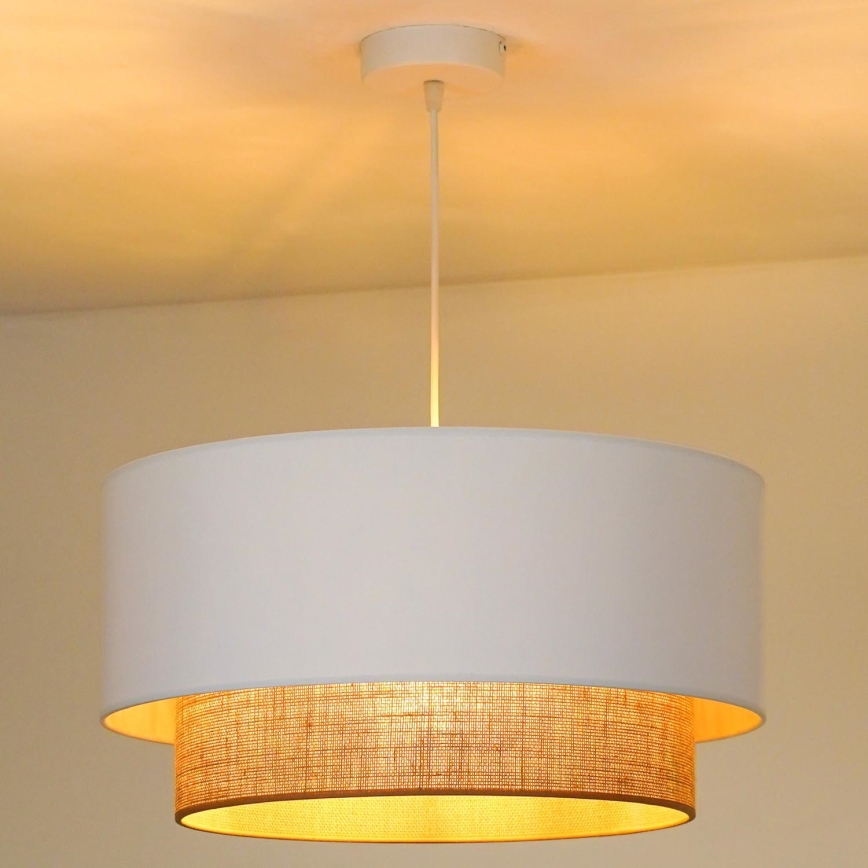 Duolla - Lestenec na vrvici BOHO 1xE27/15W/230V pr. 45 cm bela/rjava