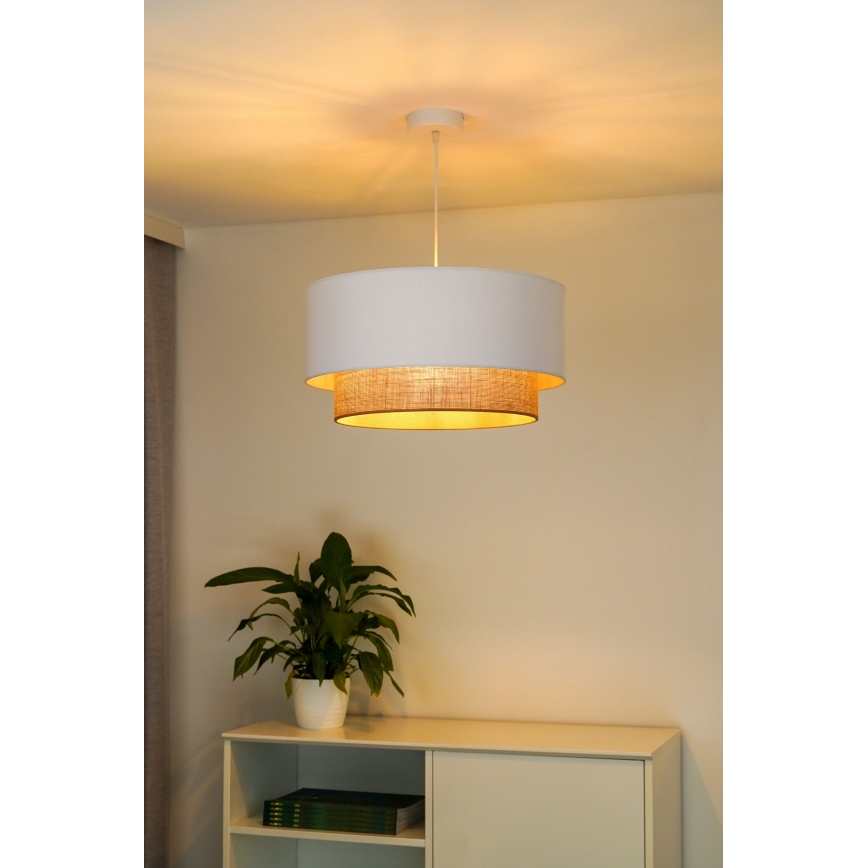 Duolla - Lestenec na vrvici BOHO 1xE27/15W/230V pr. 45 cm bela/rjava