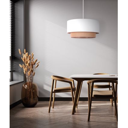 Duolla - Lestenec na vrvici BOHO 1xE27/15W/230V pr. 45 cm bela/rjava