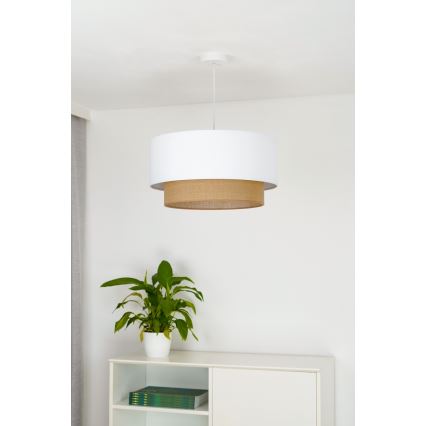 Duolla - Lestenec na vrvici BOHO 1xE27/15W/230V pr. 45 cm bela/rjava