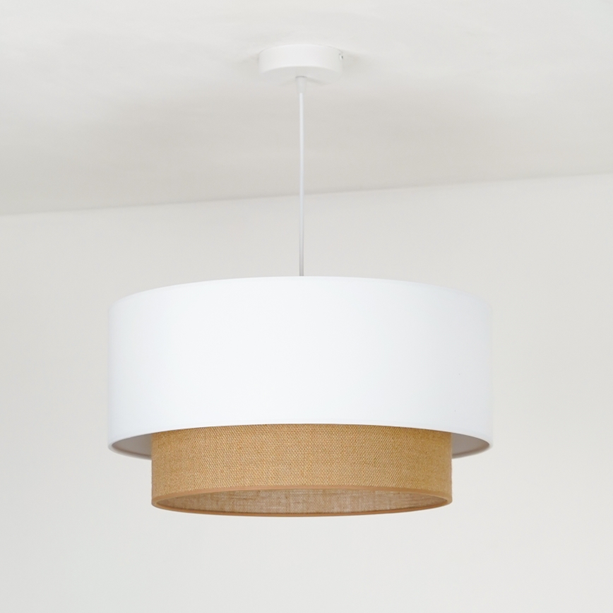 Duolla - Lestenec na vrvici BOHO 1xE27/15W/230V pr. 45 cm bela/rjava