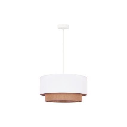 Duolla - Lestenec na vrvici BOHO 1xE27/15W/230V pr. 45 cm bela/rjava