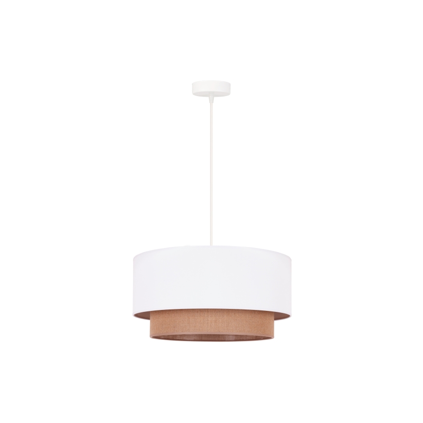 Duolla - Lestenec na vrvici BOHO 1xE27/15W/230V pr. 45 cm bela/rjava