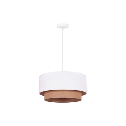 Duolla - Lestenec na vrvici BOHO 1xE27/15W/230V pr. 45 cm bela/rjava
