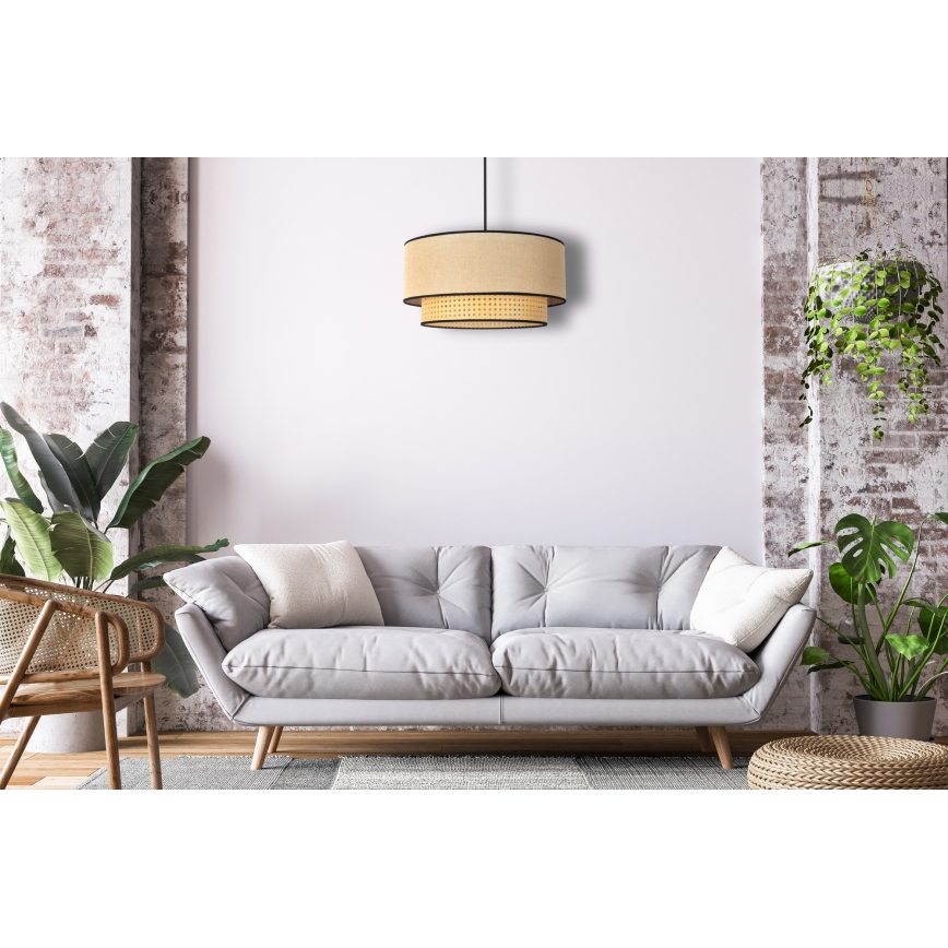 Duolla - Lestenec na vrvici BOHO 1xE27/15W/230V pr. 45 cm bež/ratan
