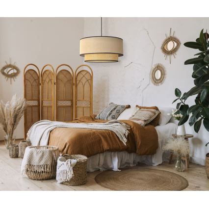 Duolla - Lestenec na vrvici BOHO 1xE27/15W/230V pr. 45 cm bež/ratan