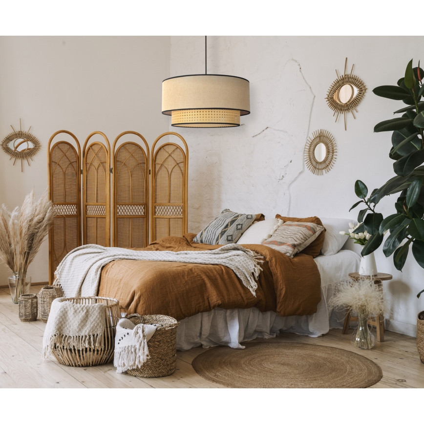 Duolla - Lestenec na vrvici BOHO 1xE27/15W/230V pr. 45 cm bež/ratan