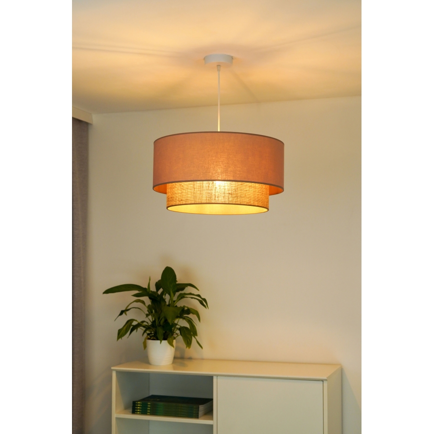 Duolla - Lestenec na vrvici BOHO 1xE27/15W/230V pr. 45 cm bež/rjava