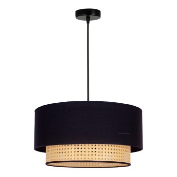 Duolla - Lestenec na vrvici BOHO 1xE27/15W/230V pr. 45 cm črna/ratan