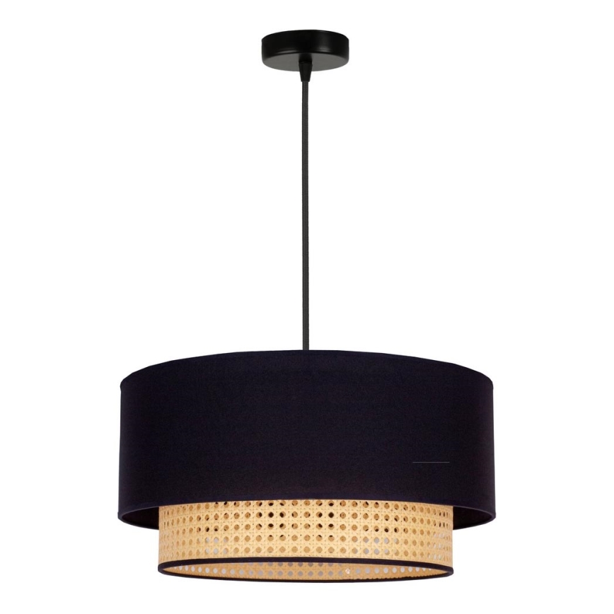 Duolla - Lestenec na vrvici BOHO 1xE27/15W/230V pr. 45 cm črna/ratan