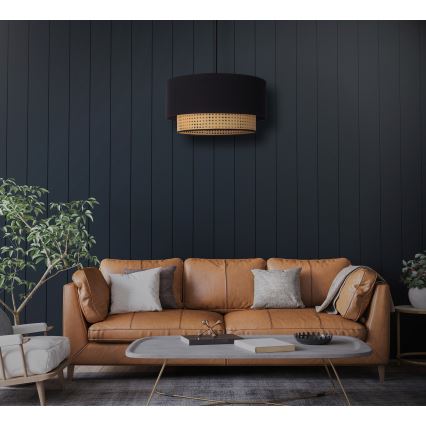 Duolla - Lestenec na vrvici BOHO 1xE27/15W/230V pr. 45 cm črna/ratan