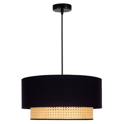 Duolla - Lestenec na vrvici BOHO 1xE27/15W/230V pr. 45 cm črna/ratan