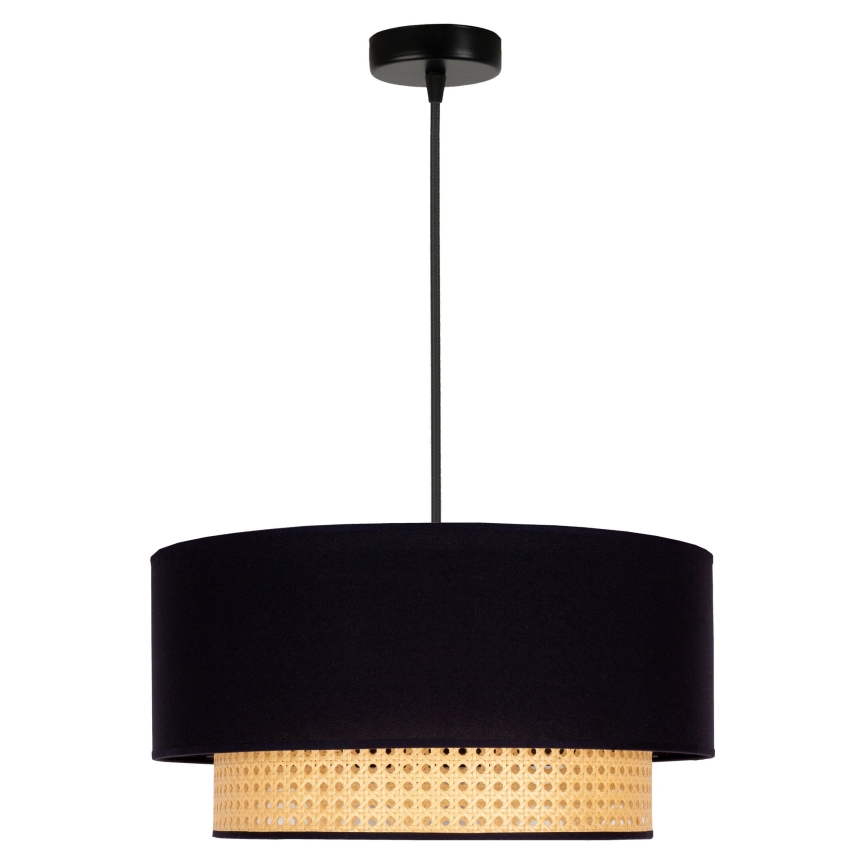 Duolla - Lestenec na vrvici BOHO 1xE27/15W/230V pr. 45 cm črna/ratan